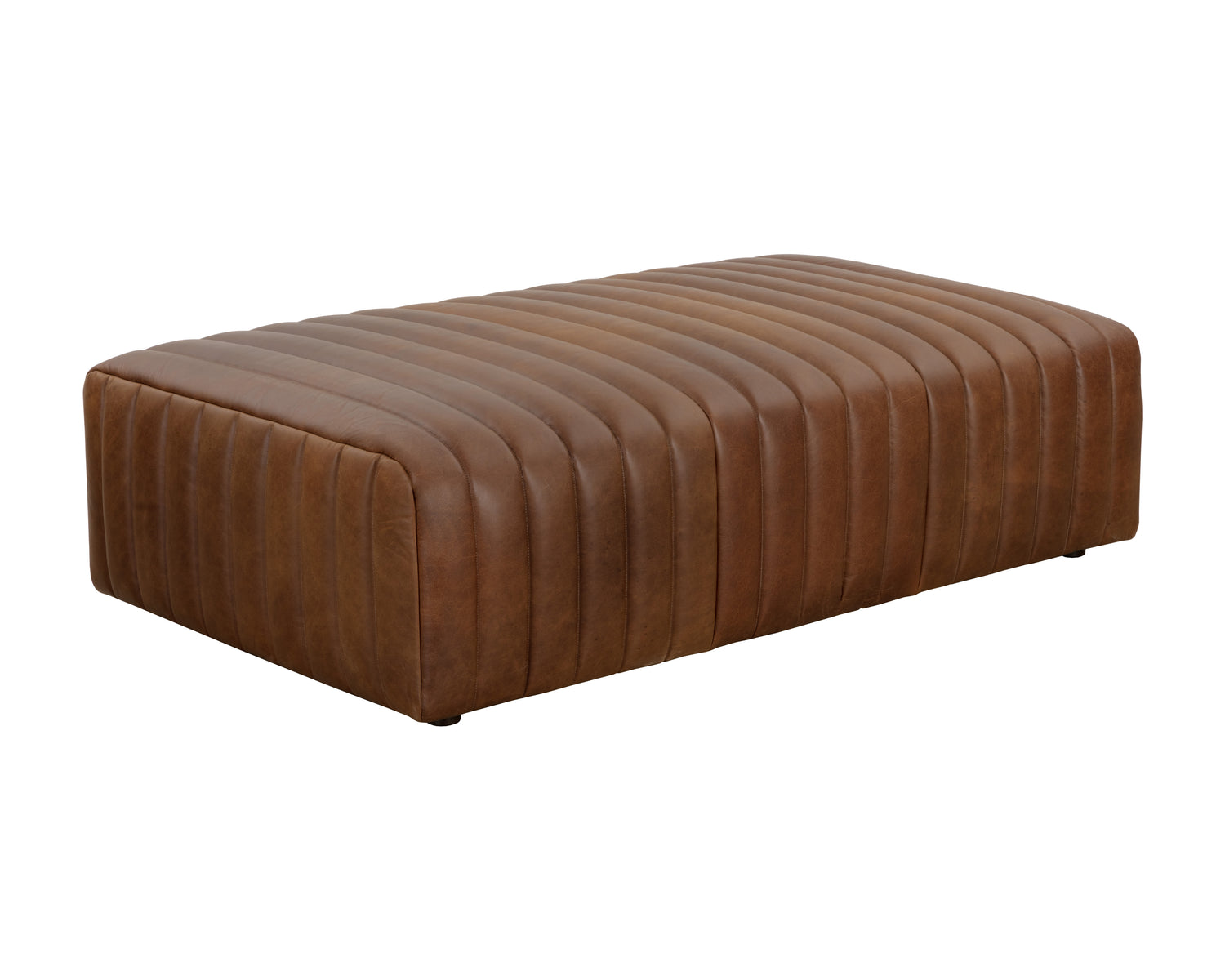Sunpan Lewin Ottoman - Rectangular - Lucia Tobacco Leather