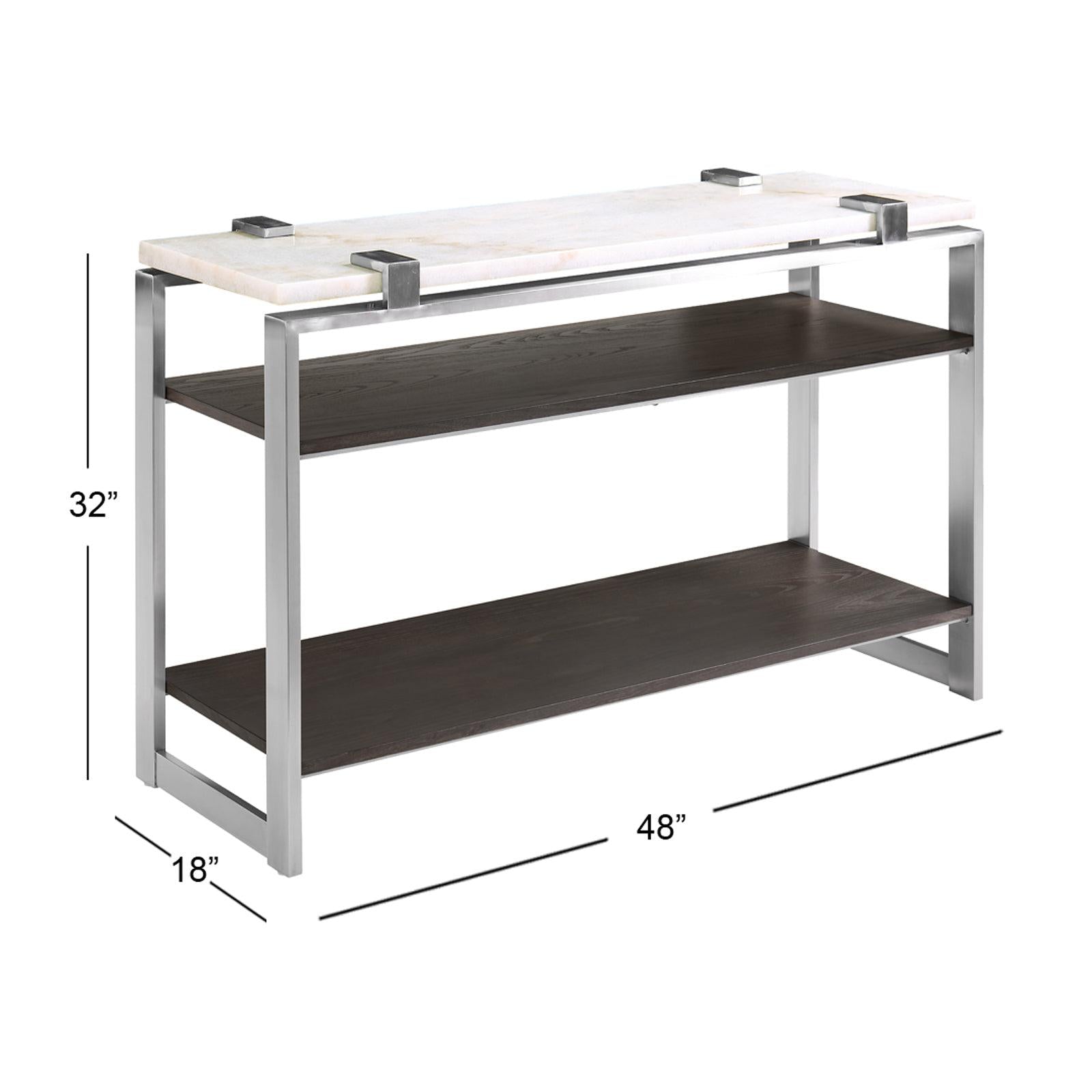 Magnussen Home Paradox Pearl White And Roasted Almond And Brushed Platinum Rectangular Sofa Table