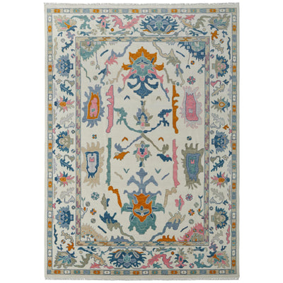 Feizy Karina 69G8F Transitional Floral & Botanical Rug in Ivory/Blue/Pink