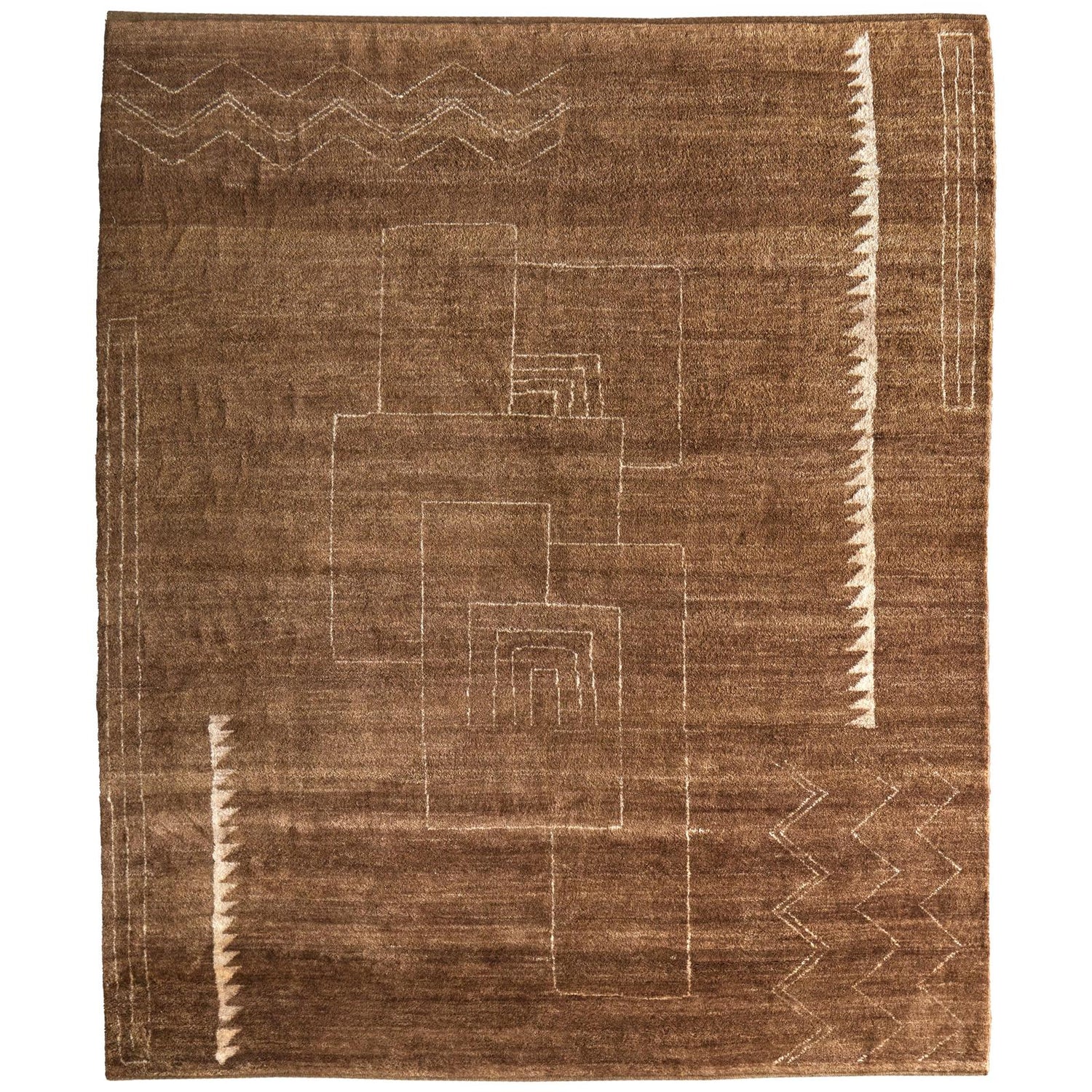 Feizy Agape 69HAF Modern Abstract Rug in Brown/Ivory