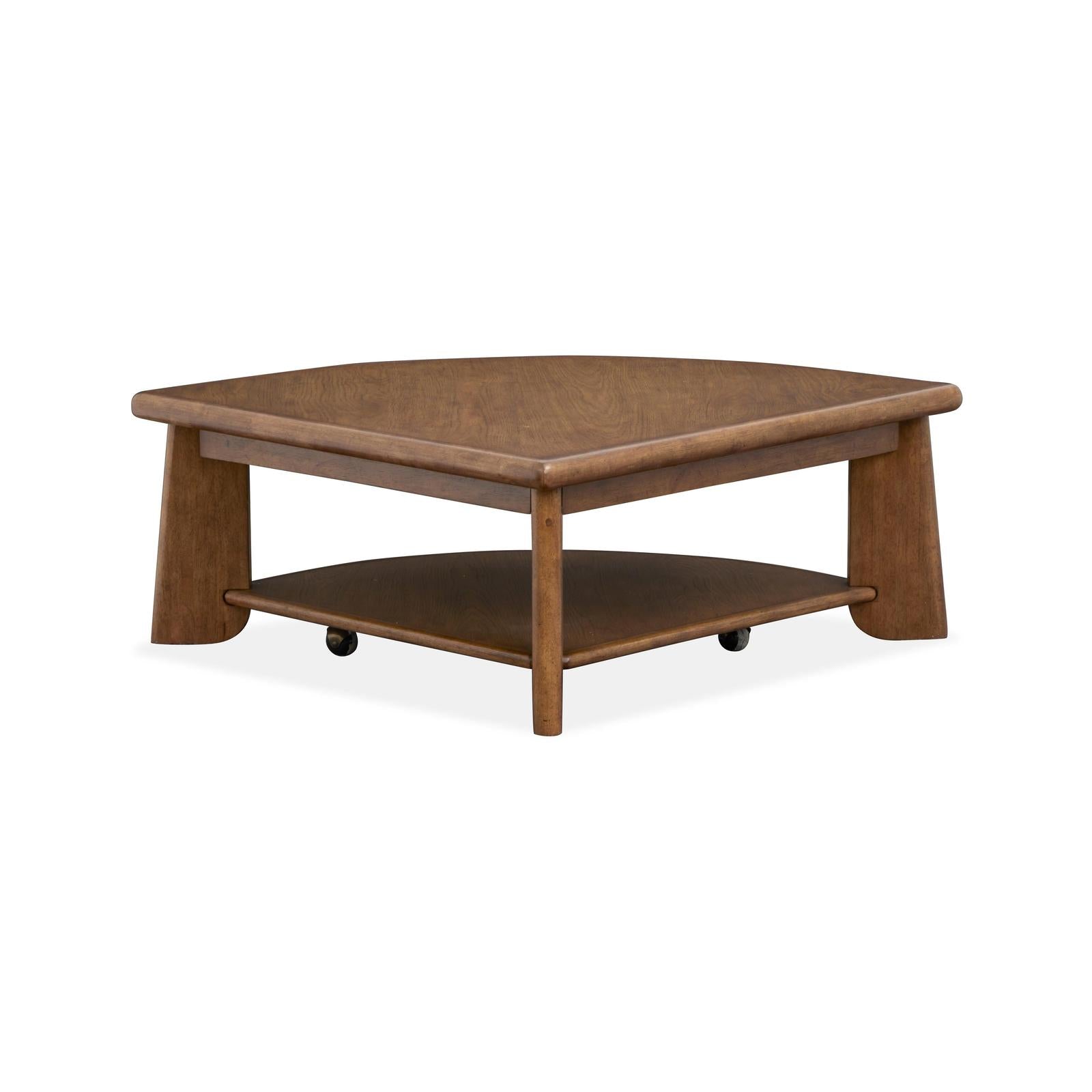 Magnussen Home Tanner Tawny Brown Pie Shaped Lift Top Cocktail Table With Casters