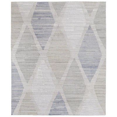 Feizy Elias 69FWF Modern Diamond Rug in Ivory/Blue/Brown