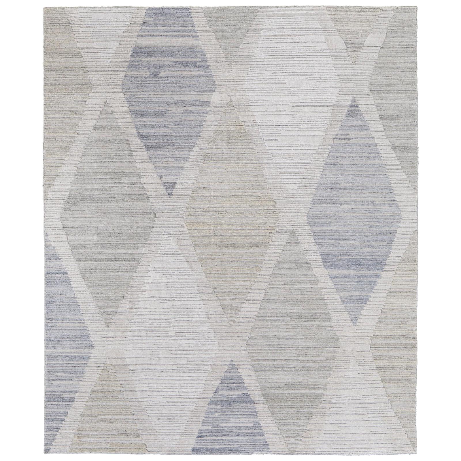 Feizy Elias 69FWF Modern Diamond Rug in Ivory/Blue/Brown