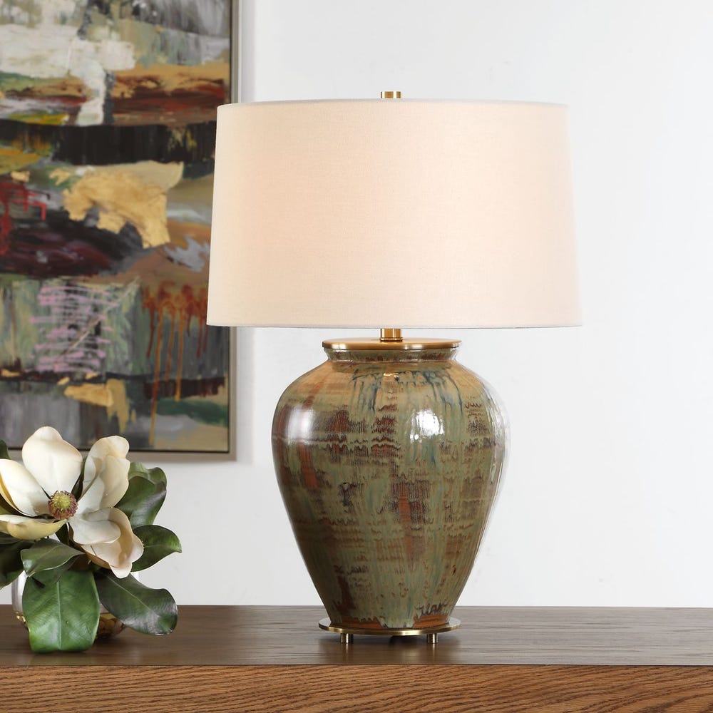 Uttermost Olisa Brown Green Table Lamp
