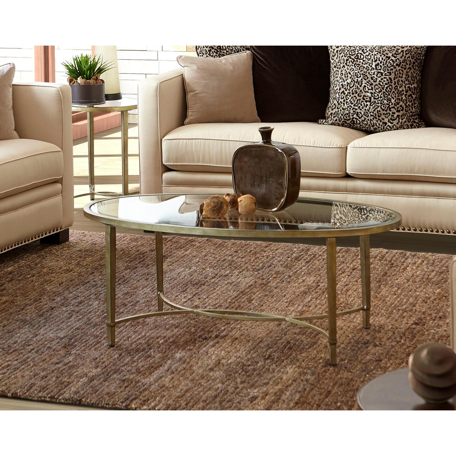 Magnussen Home Copia Antiqued Silver With Gold Tint Oval End Table