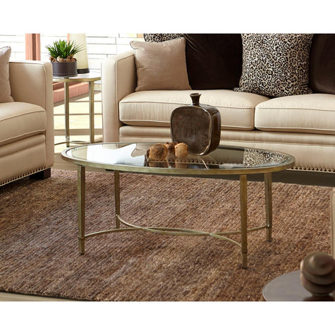 Magnussen Home Copia Antiqued Silver With Gold Tint Oval End Table