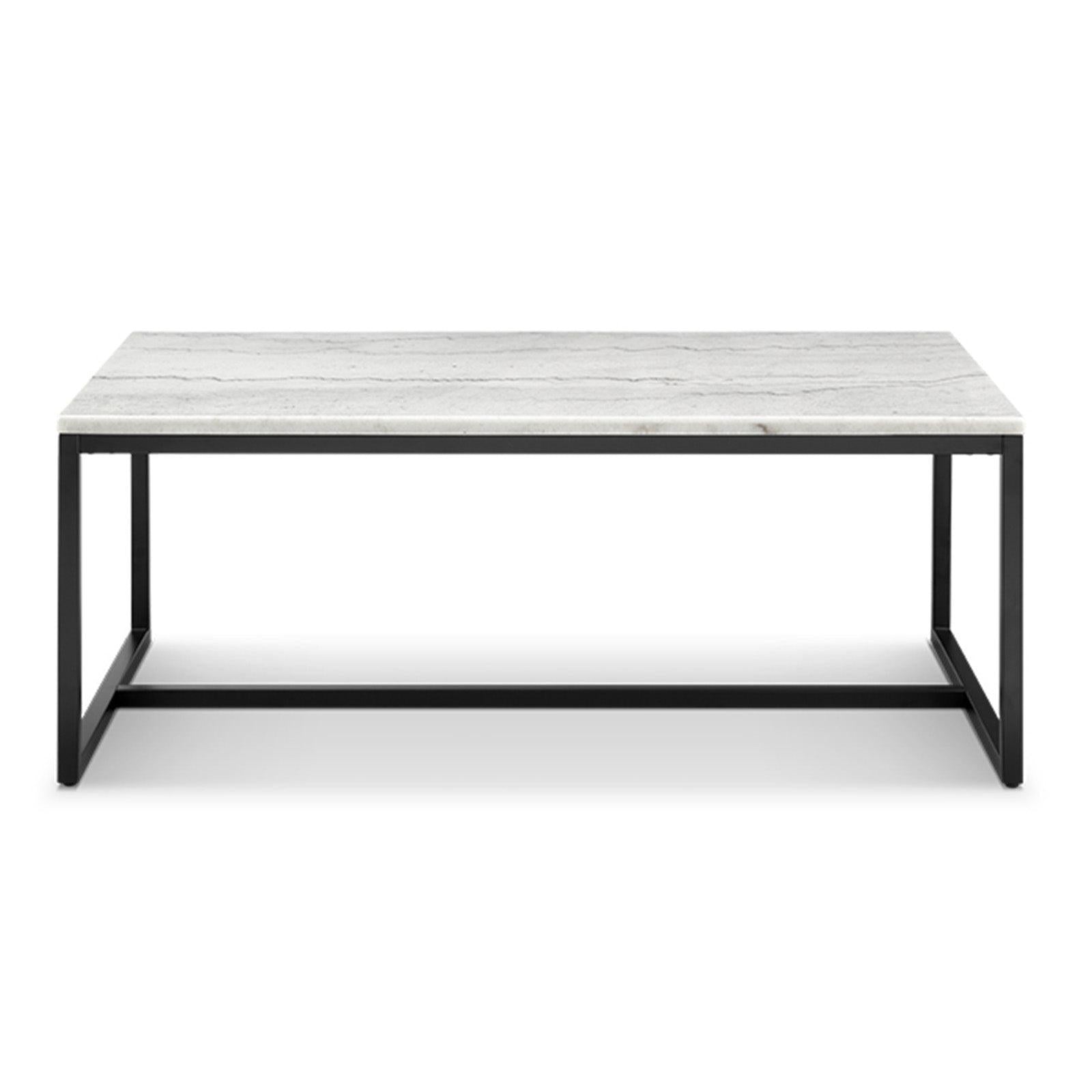 Magnussen Home Torin White Marble And Matte Black Rectangular Cocktail Table