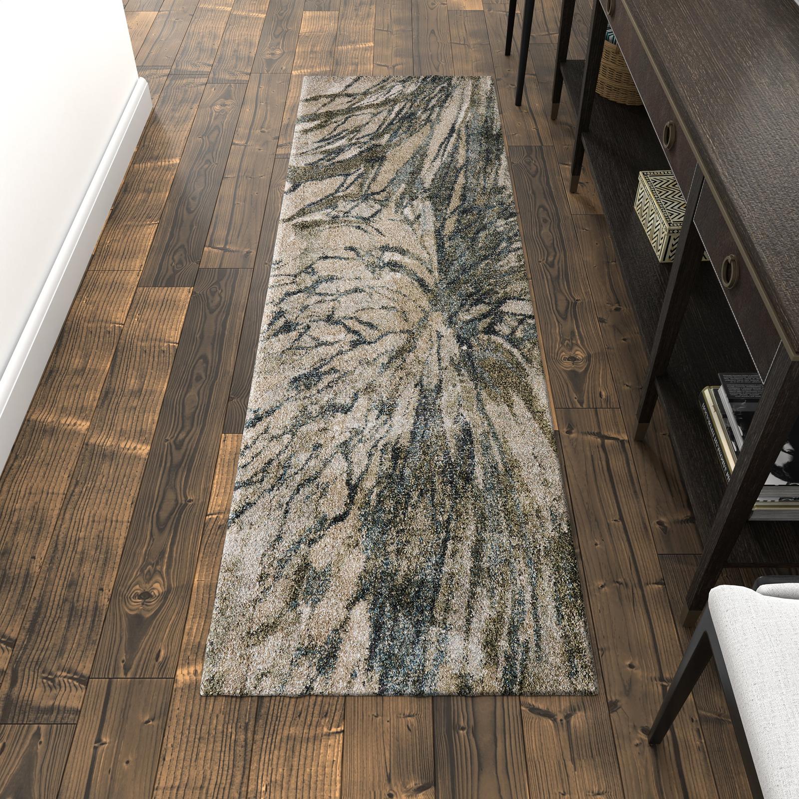Feizy Skyview 39Q8F Modern Abstract Rug in Gray/Green/Ivory