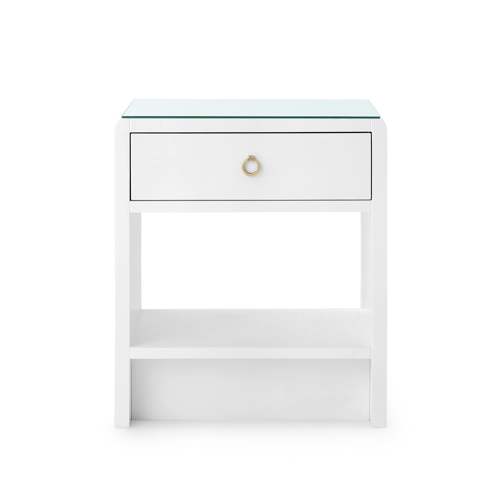 Villa & House Benjamin 1-Drawer Side Table with Glass Top