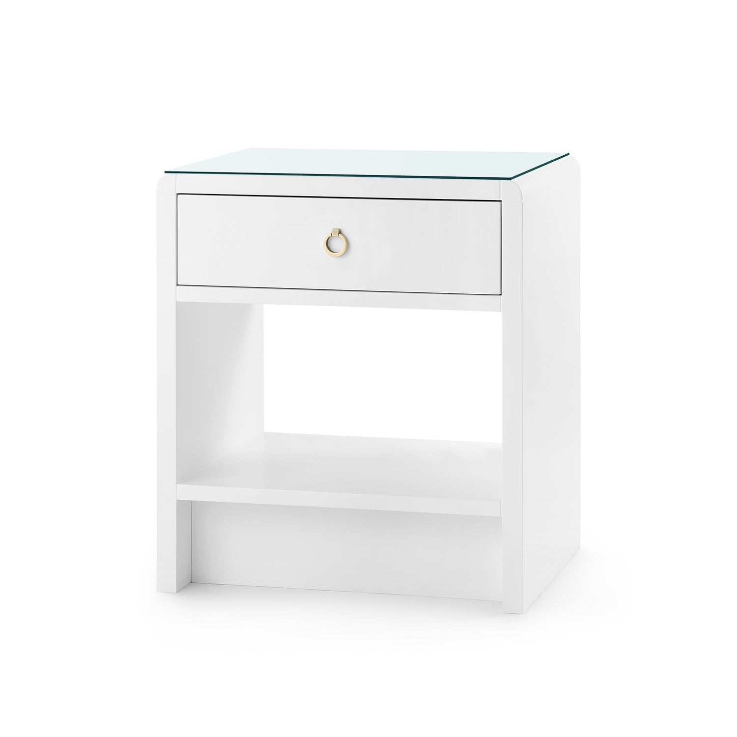 Villa & House Benjamin 1-Drawer Side Table with Glass Top