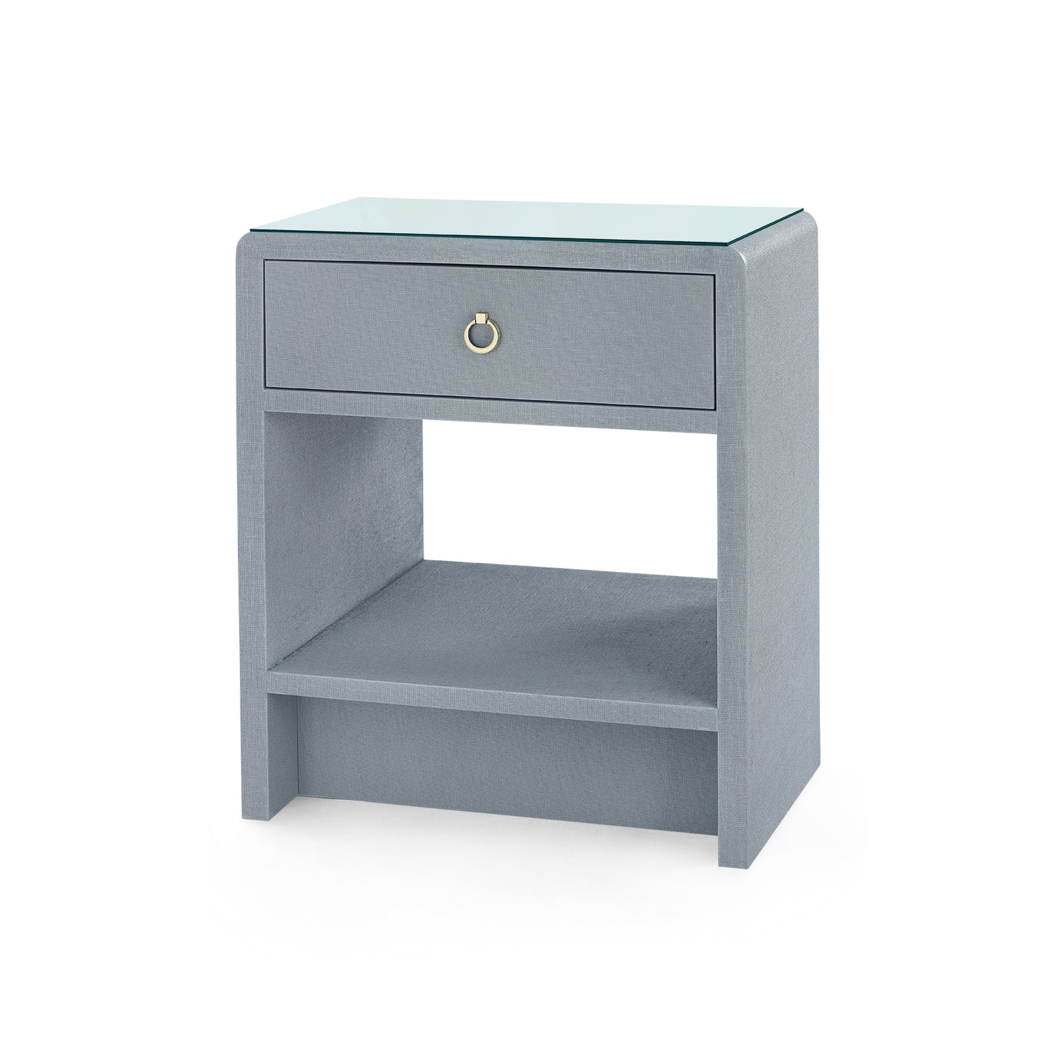 Villa & House Benjamin Linen Side Table with Glass Top