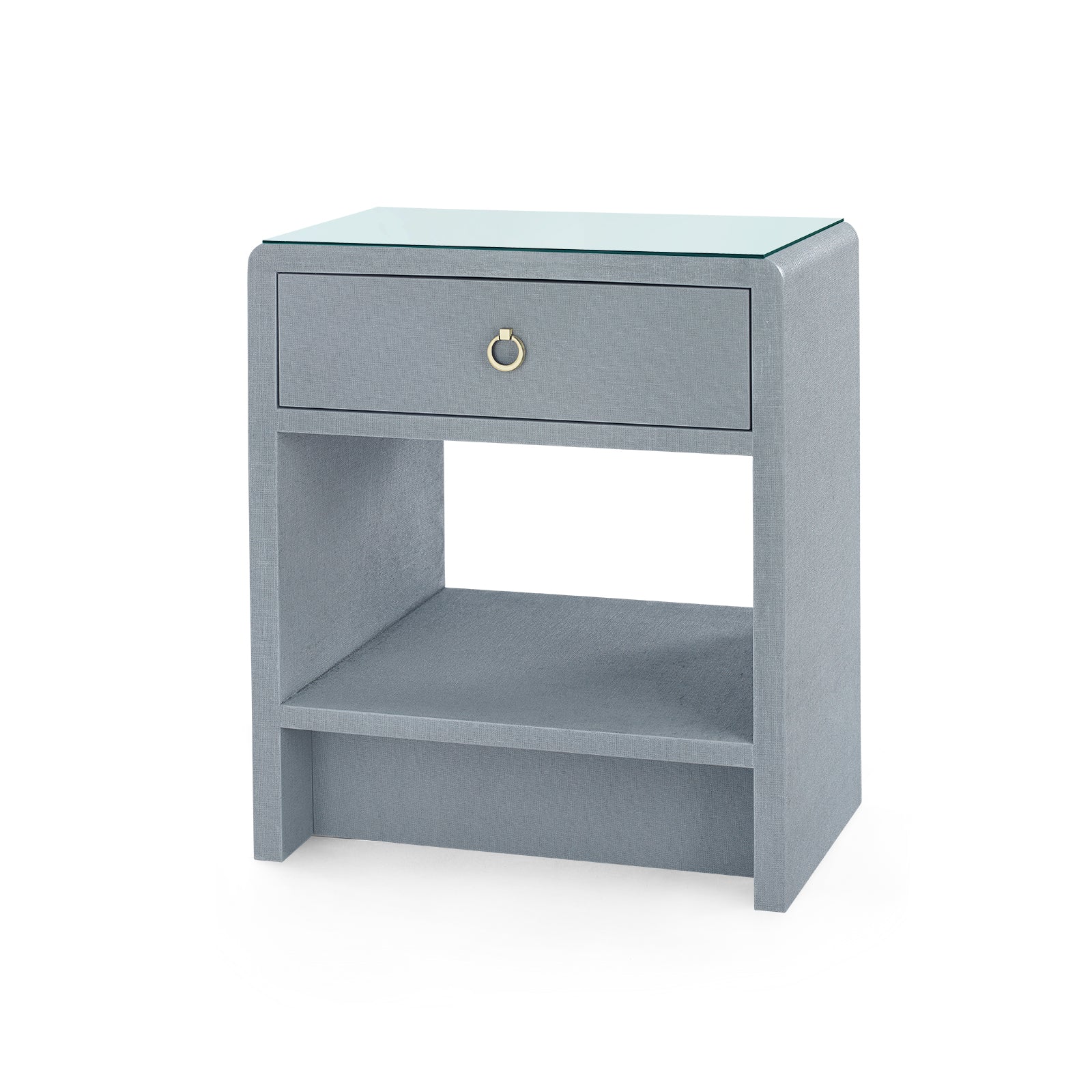 Villa & House Benjamin Linen Side Table with Glass Top