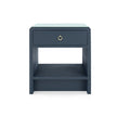 Villa & House Benjamin Linen Side Table with Glass Top
