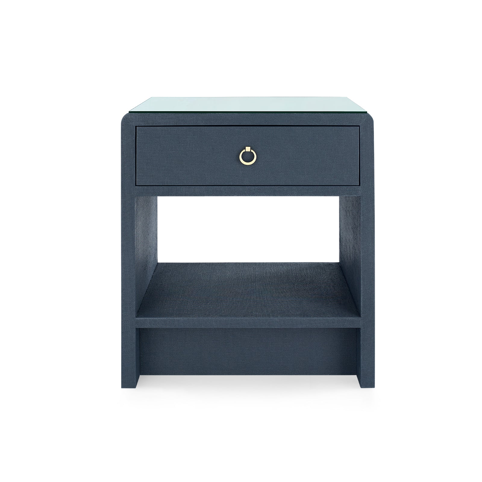 Villa & House Benjamin Linen Side Table with Glass Top