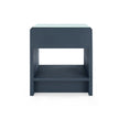 Villa & House Benjamin Linen Side Table with Glass Top