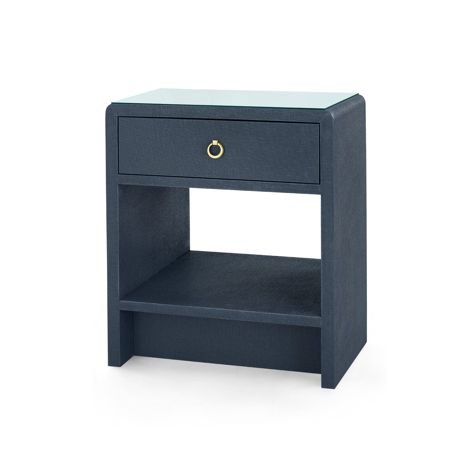 Villa & House Benjamin Linen Side Table with Glass Top