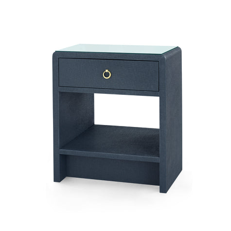 Villa & House Benjamin Linen Side Table with Glass Top