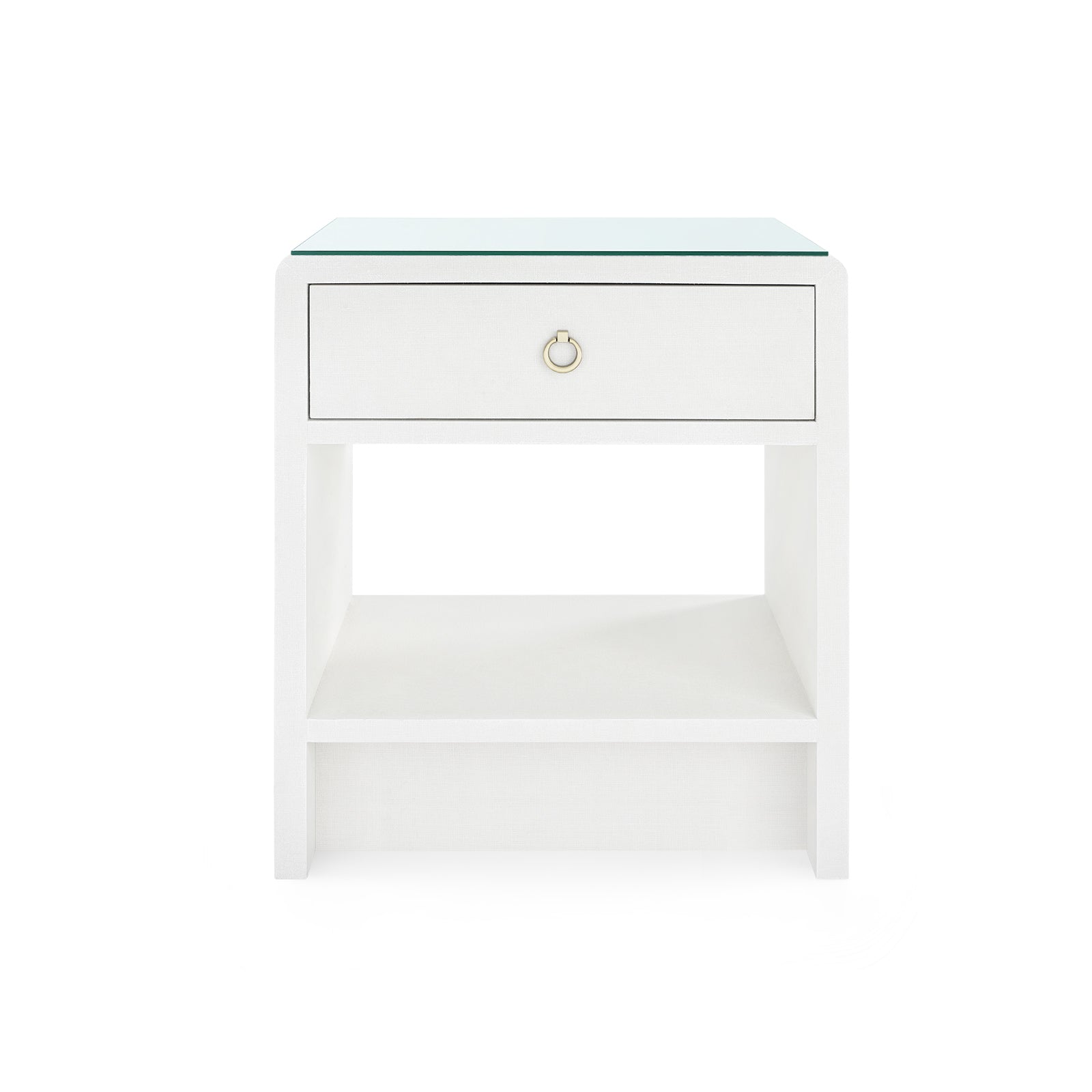 Villa & House Benjamin Linen Side Table with Glass Top