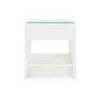 Villa & House Benjamin Linen Side Table with Glass Top