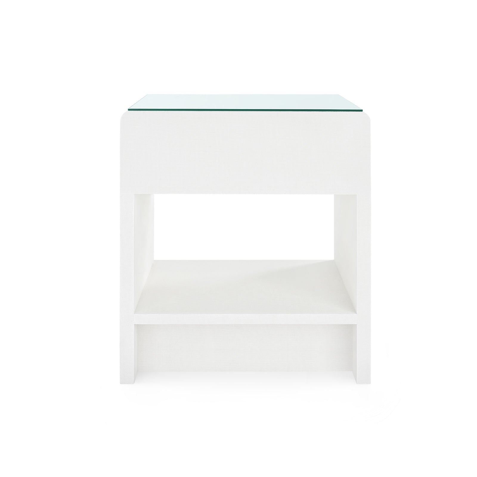 Villa & House Benjamin Linen Side Table with Glass Top