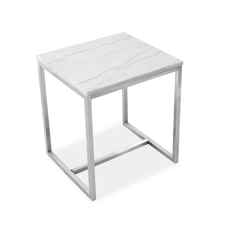 Magnussen Home Esme White Marble And Brushed Nickel Rectangular End Table