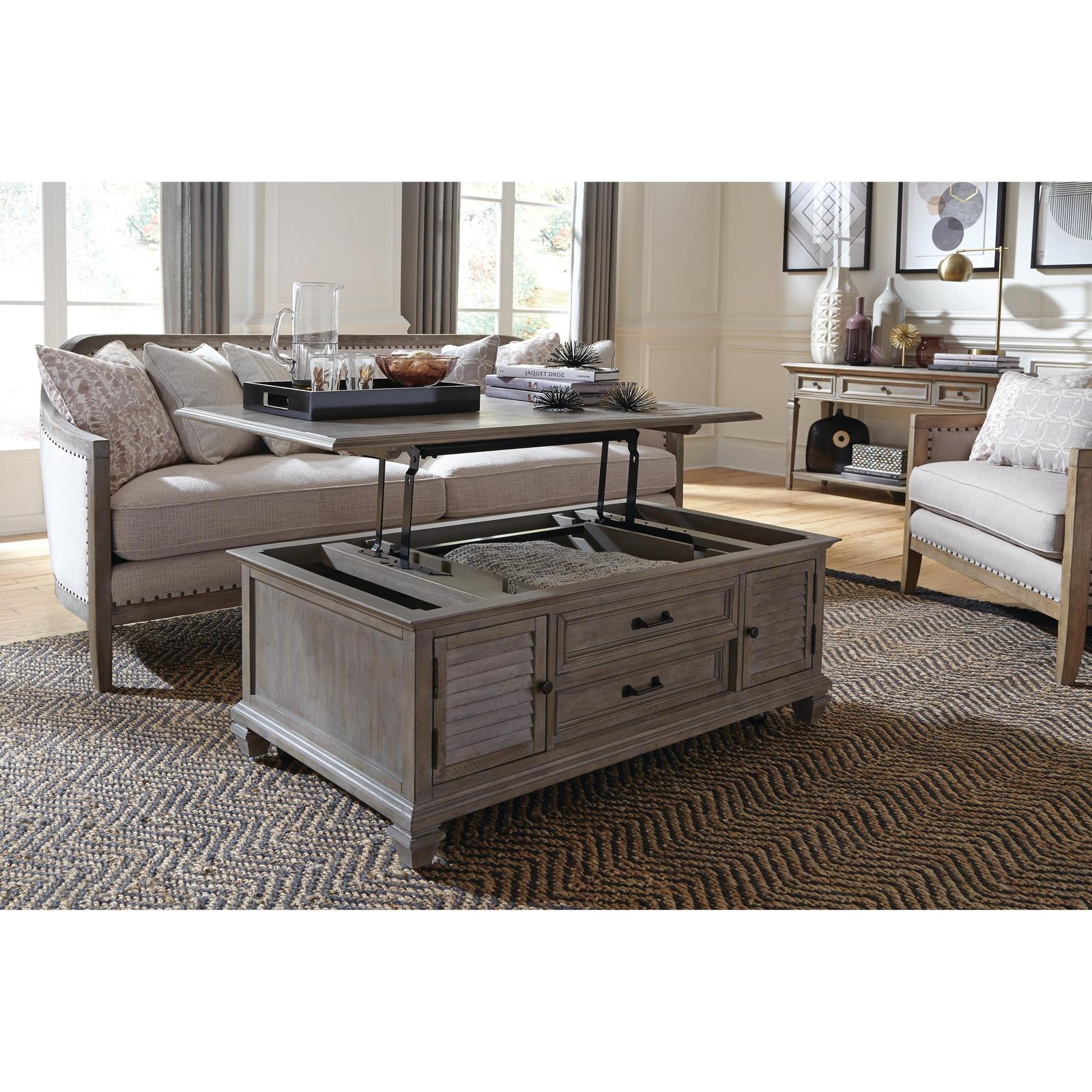 Magnussen Home Lancaster Dovetail Grey Lift Top Storage Cocktail Table With Casters