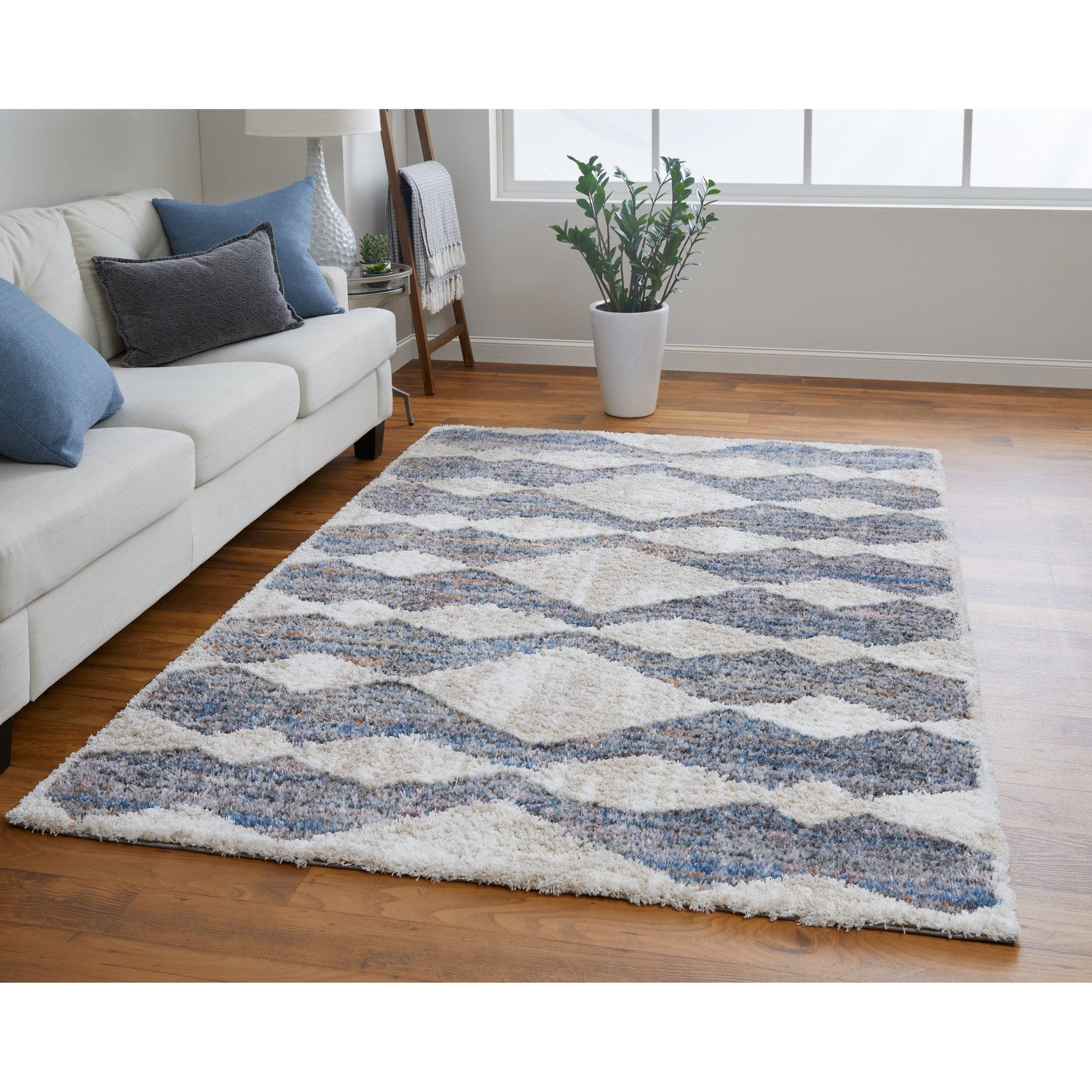 Feizy Mynka 39IFF Transitional Diamond in Tan/Ivory/Blue