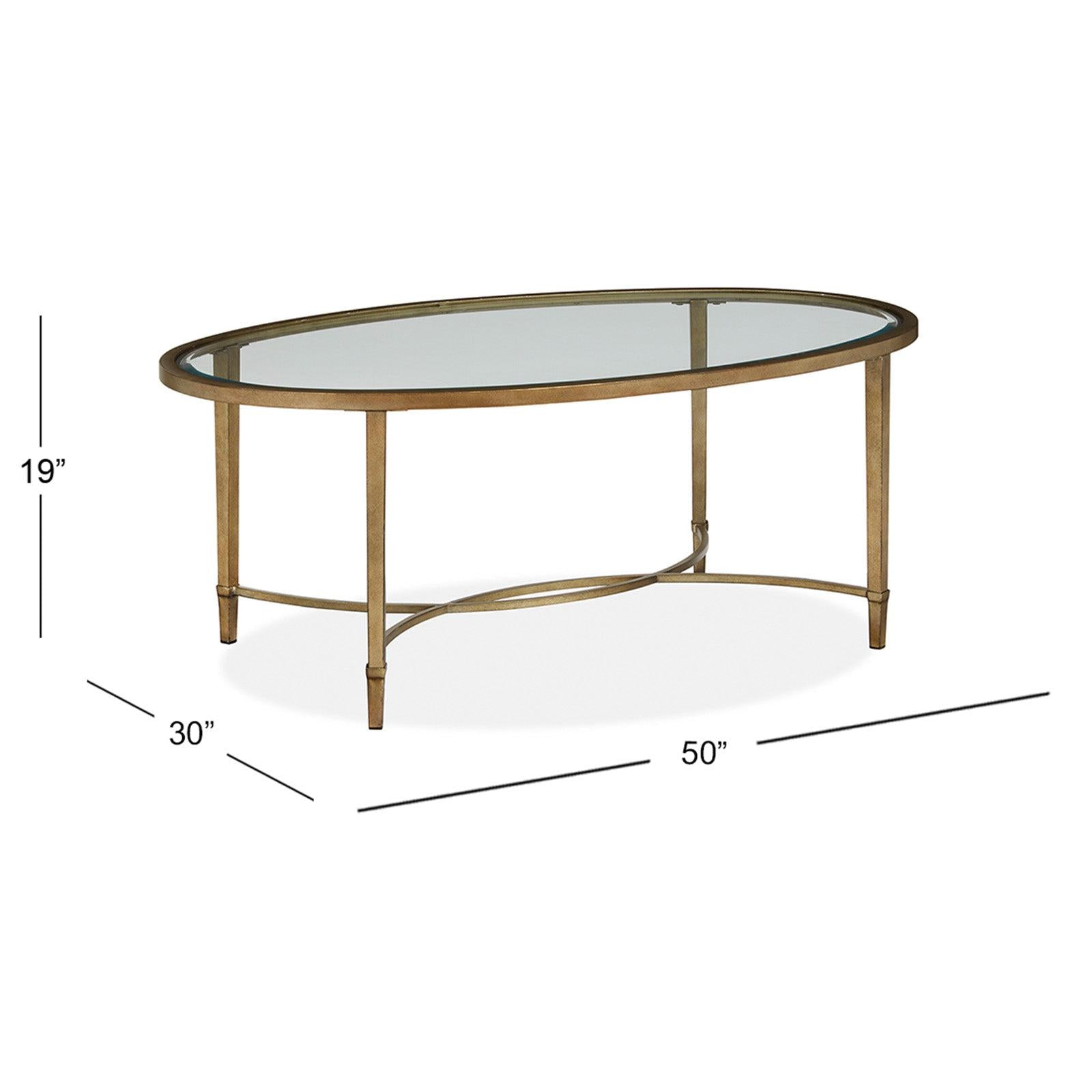 Magnussen Home Copia Antiqued Silver With Gold Tint Oval Cocktail Table