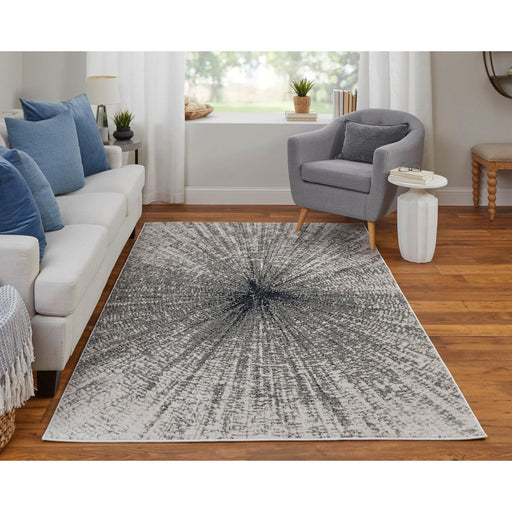 Feizy Micah 39LTF Modern Abstract Rug in Ivory/Gray/Blue