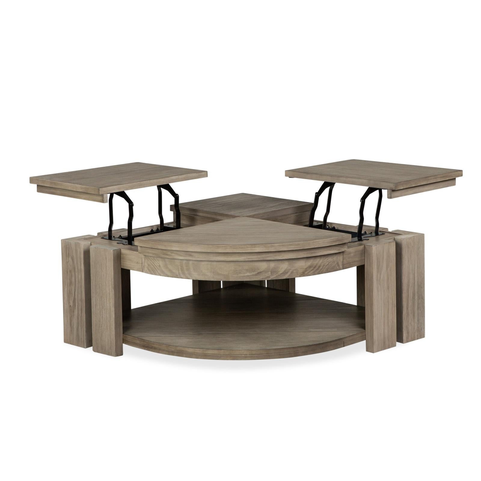 Magnussen Home Conrad Stone Harbor Grey Pie Shaped Lift Top Storage Cocktail Table With Casters