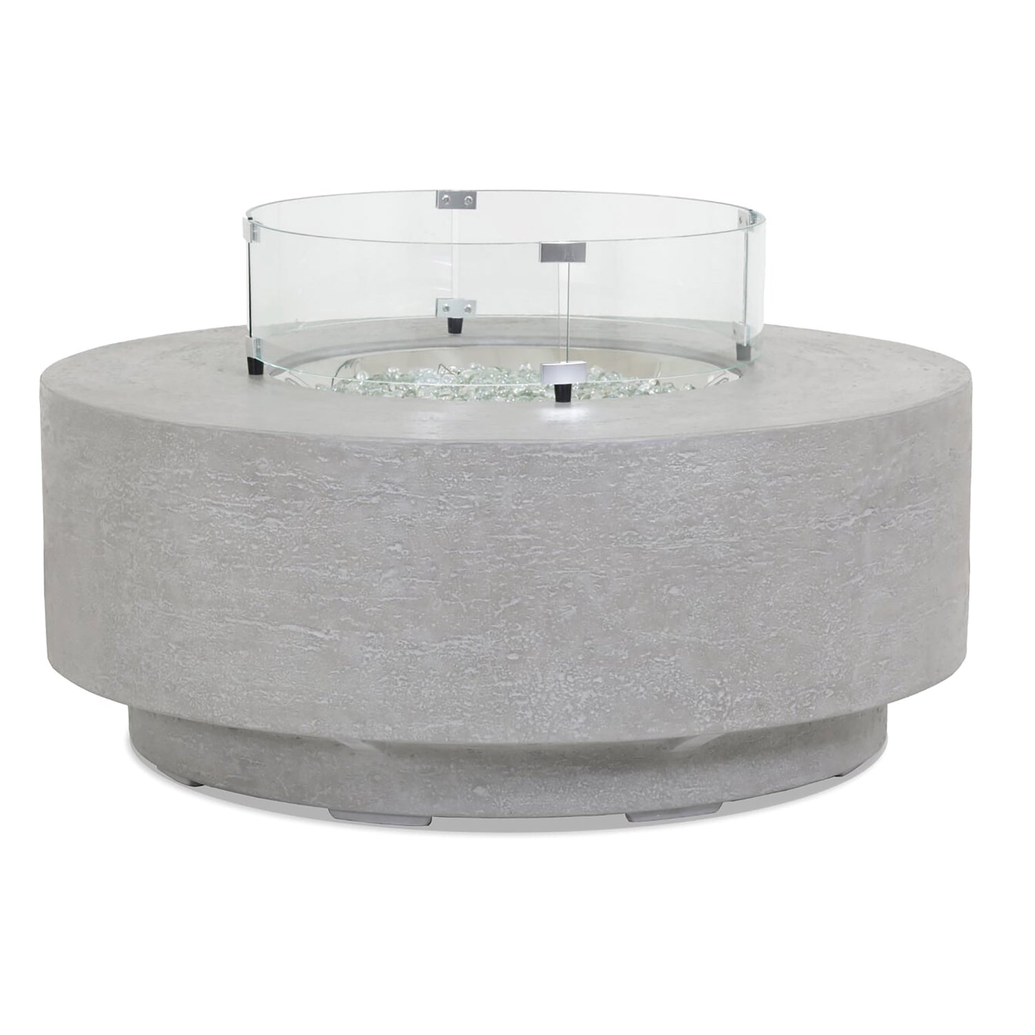 Sunset West Gravelstone Round Fire Table w/ Glass Surround