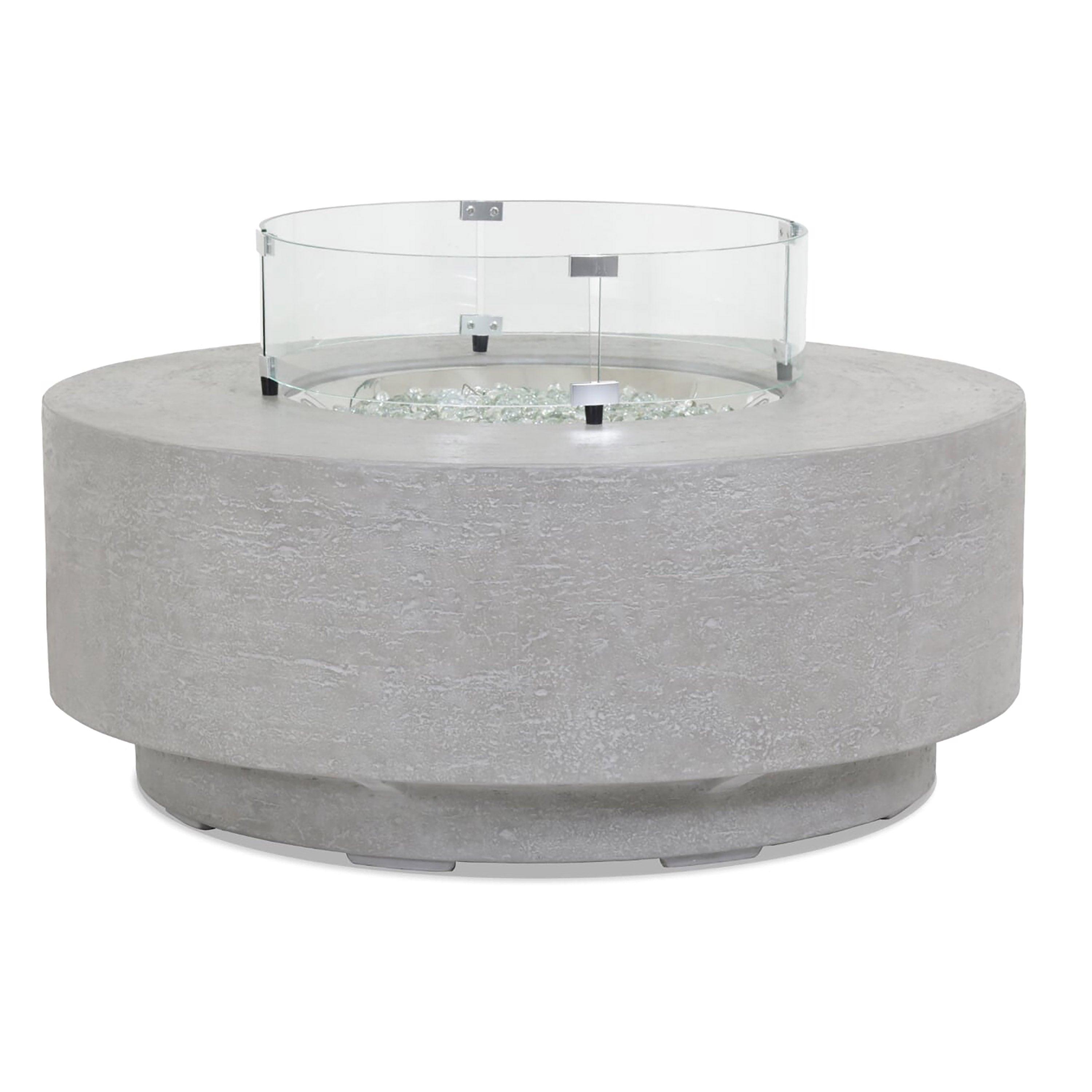 Sunset West Gravelstone Round Fire Table w/ Glass Surround