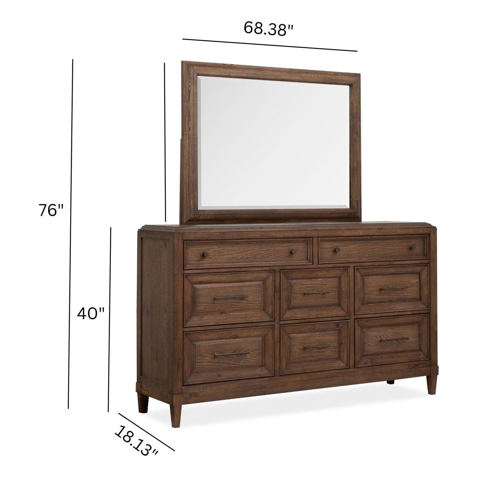 Magnussen Home Groveland Park Antique Coffee Drawer Dresser With Landscape Mirror
