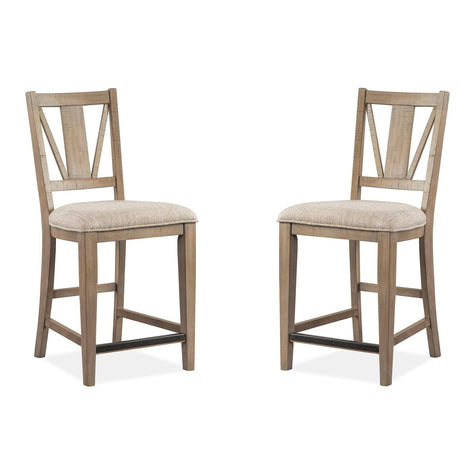 Magnussen Home Paxton Place Dovetail Grey Upholstered Counter Chair Set of 2