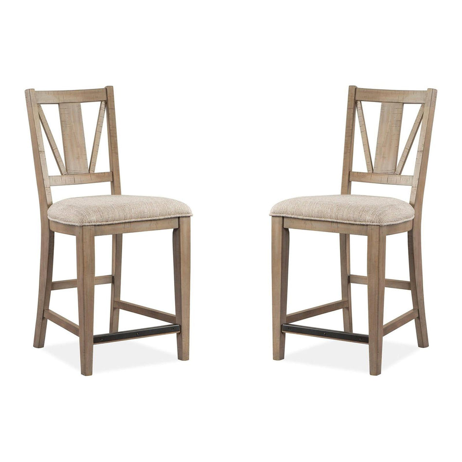 Magnussen Home Paxton Place Dovetail Grey Upholstered Counter Chair Set of 2