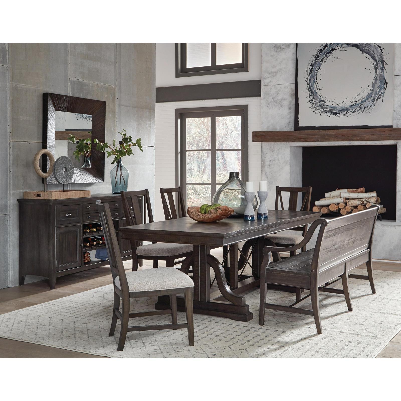 Magnussen Home Westley Falls Graphite Extendable Trestle Dining Table