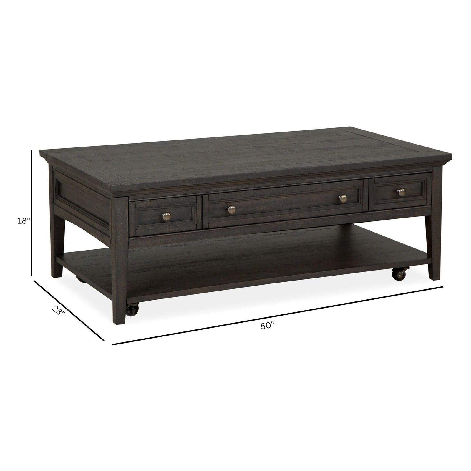 Magnussen Home Westley Falls Graphite Rectangular Cocktail Table With Casters