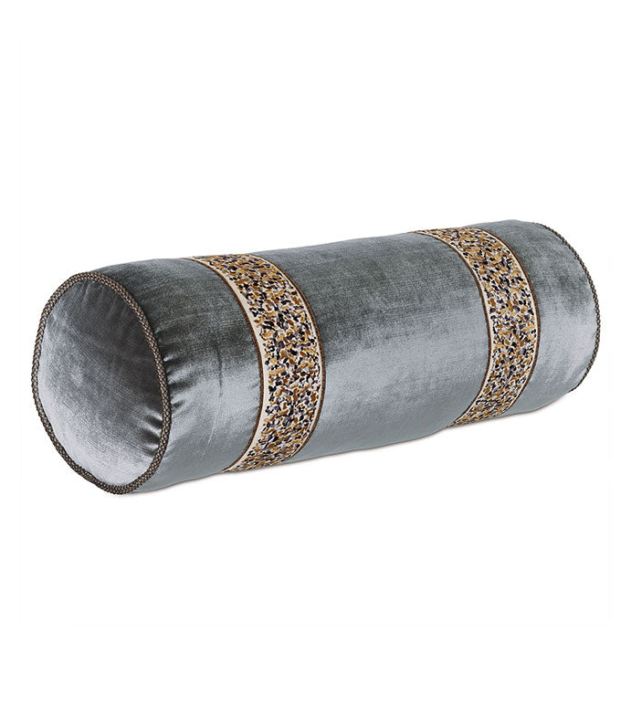 Eastern Accents Indochine Embroidered Trim Bolster