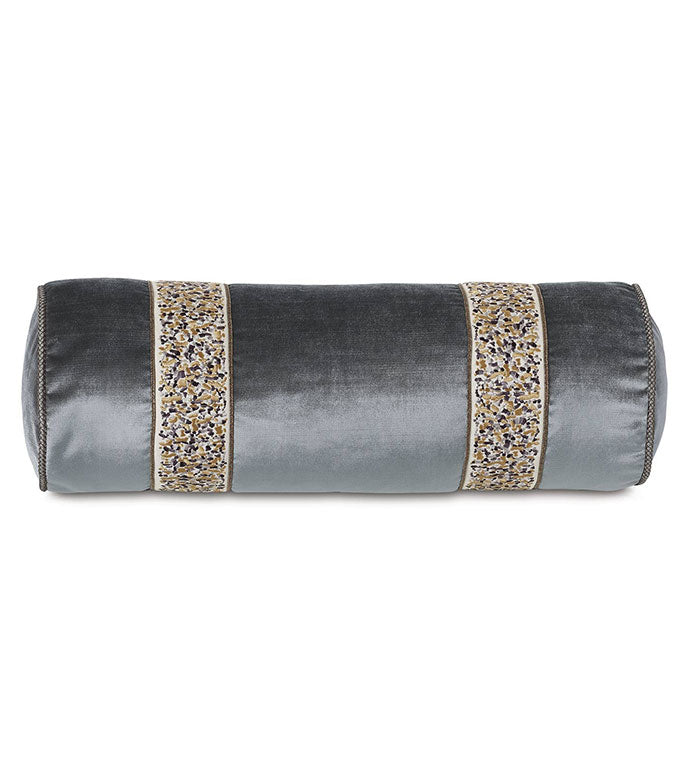 Eastern Accents Indochine Embroidered Trim Bolster