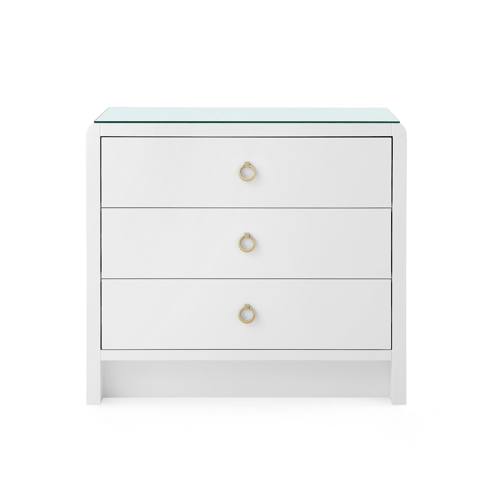 Villa & House Bryant 3-Drawer Side Table with Glass Top