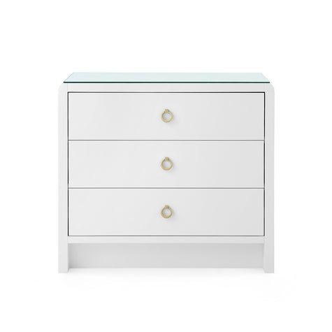 Villa & House Bryant 3-Drawer Side Table with Glass Top