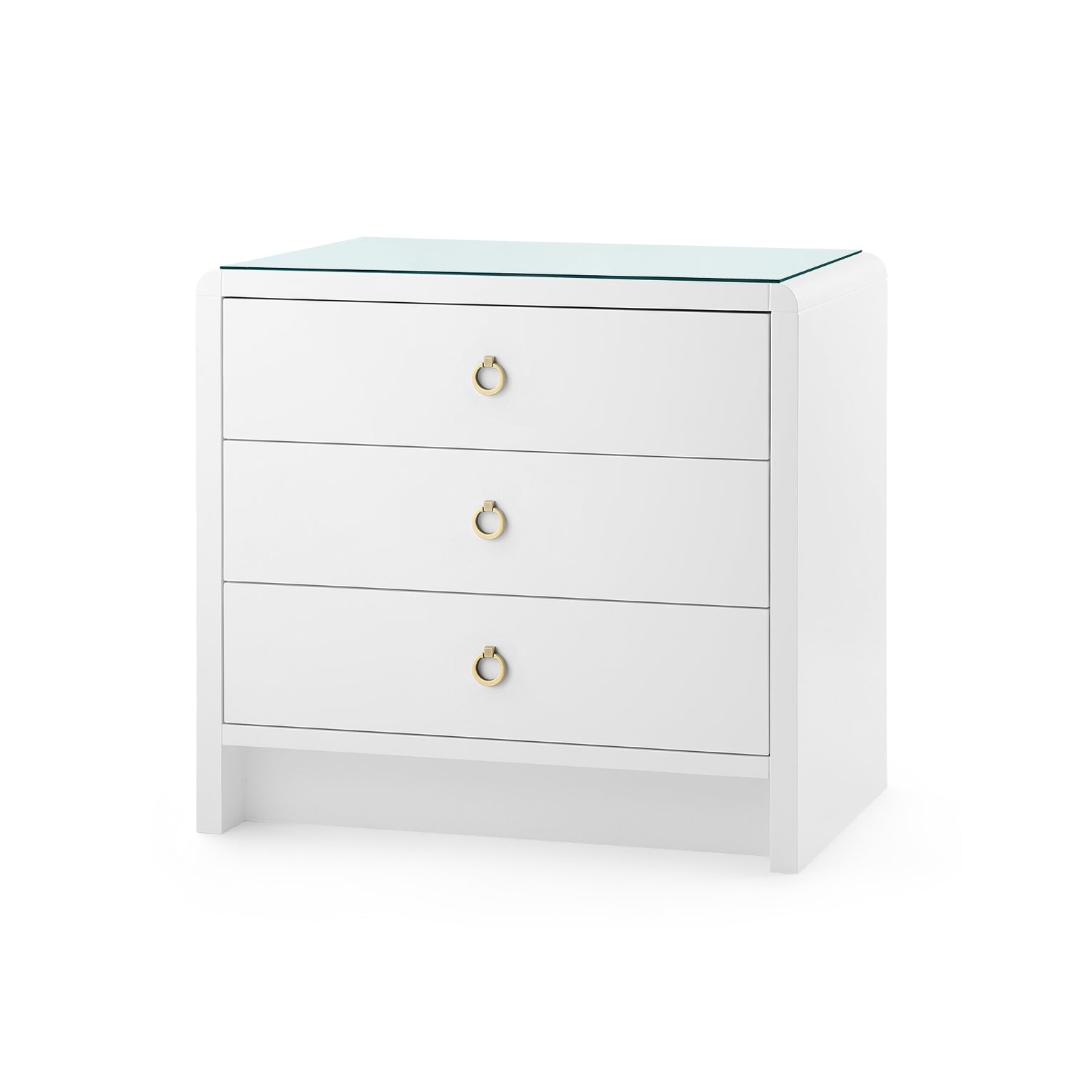 Villa & House Bryant 3-Drawer Side Table with Glass Top