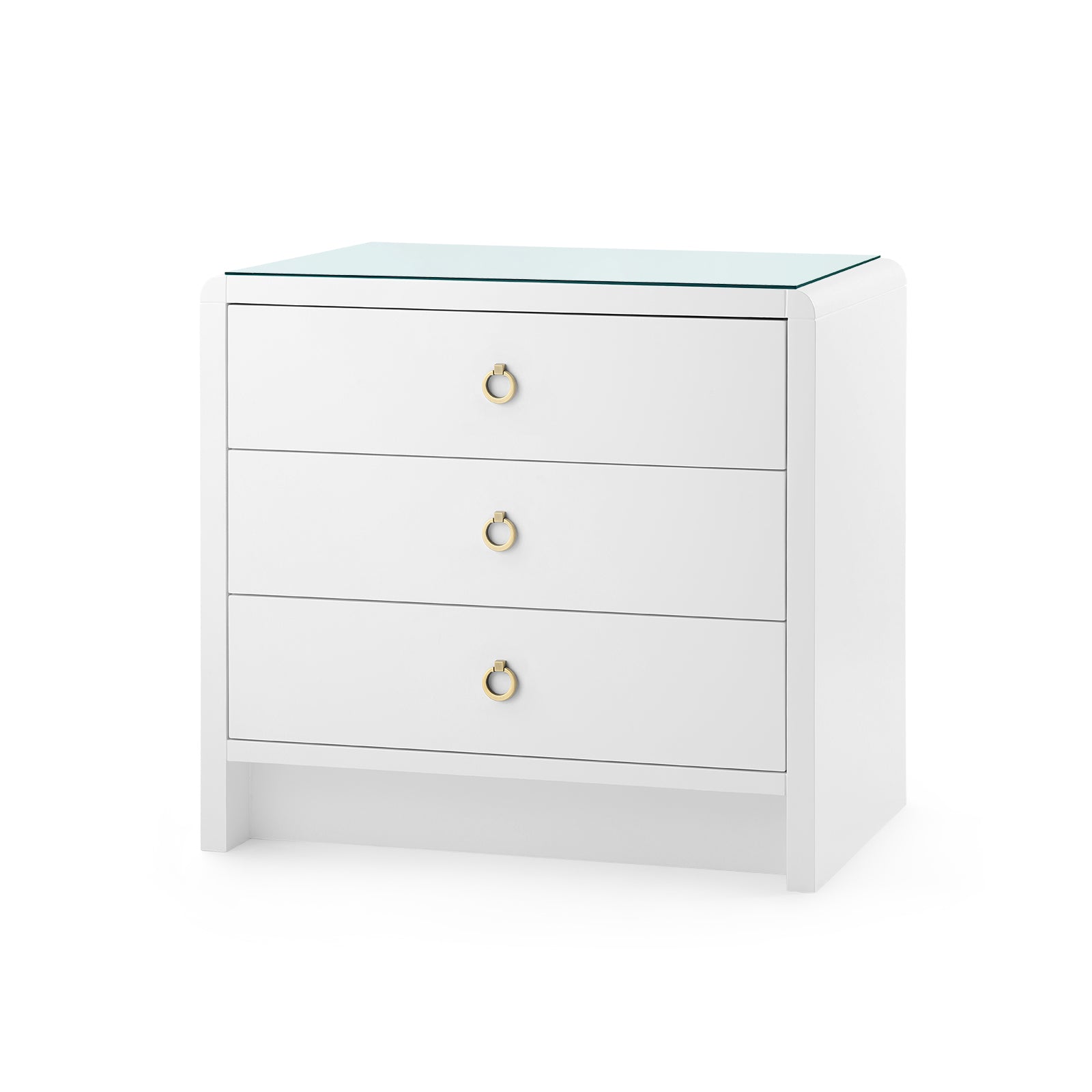Villa & House Bryant 3-Drawer Side Table with Glass Top