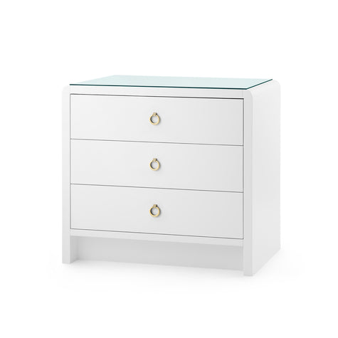 Villa & House Bryant 3-Drawer Side Table with Glass Top