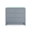 Villa & House Bryant Linen 3-Drawer Side Table with Glass Top