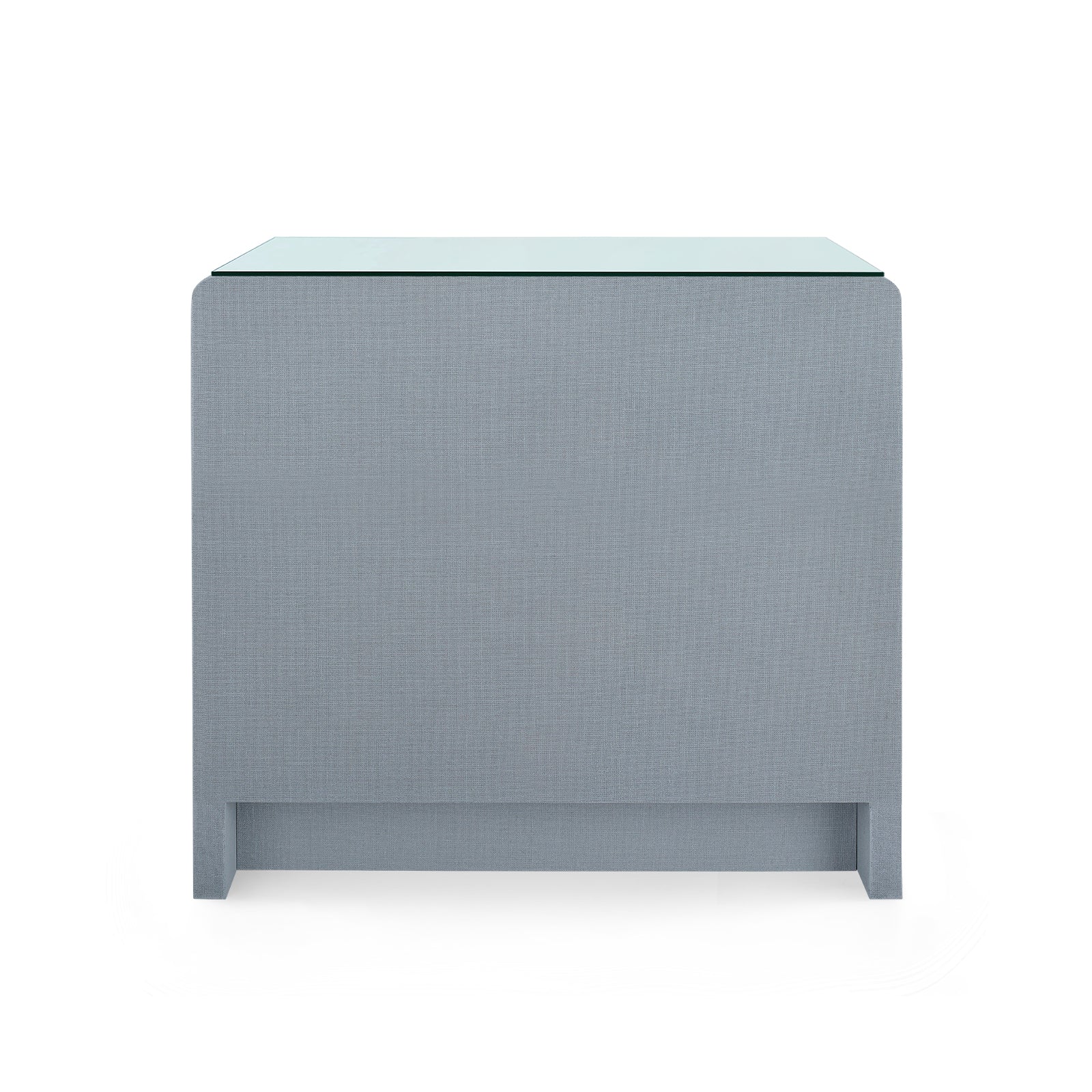 Villa & House Bryant Linen 3-Drawer Side Table with Glass Top