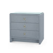 Villa & House Bryant Linen 3-Drawer Side Table with Glass Top