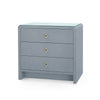 Villa & House Bryant Linen 3-Drawer Side Table with Glass Top