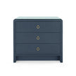 Villa & House Bryant Linen 3-Drawer Side Table with Glass Top