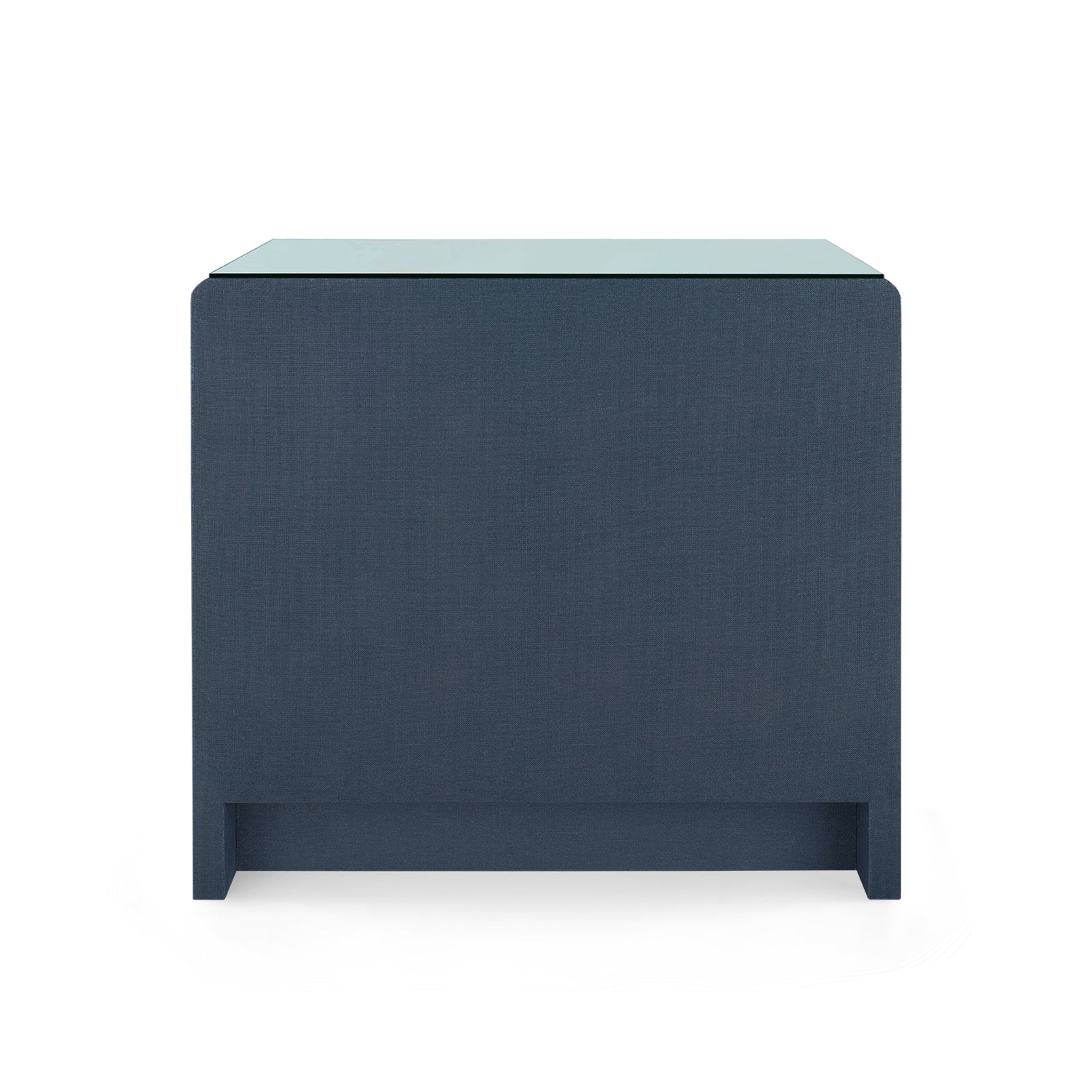 Villa & House Bryant Linen 3-Drawer Side Table with Glass Top